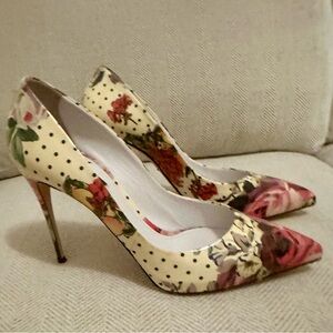 Dolce & Gabbana Cream and Red Floral Heels
